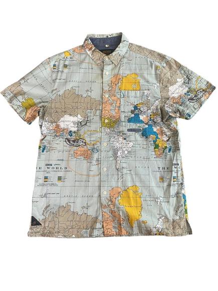Other - 10 Deep Map Print  Button Short Sleeve Shirt Mens Medium Street Wear